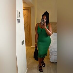 Fringe Hem Knit Cover Up Dress